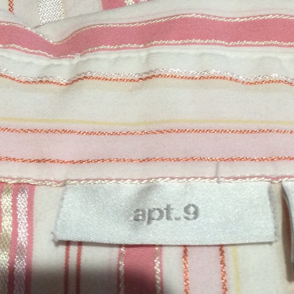 Apt 9 Button Front Collared Stripe Shirt Size Medium - Picture 12 of 15